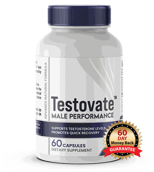 Bottle of Testovate X7 Male Performance, 60 capsules, with 60-day money-back guarantee badge